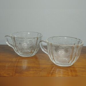 1930 Federal Glass Madrid Pattern Clear Glass Teacups Set